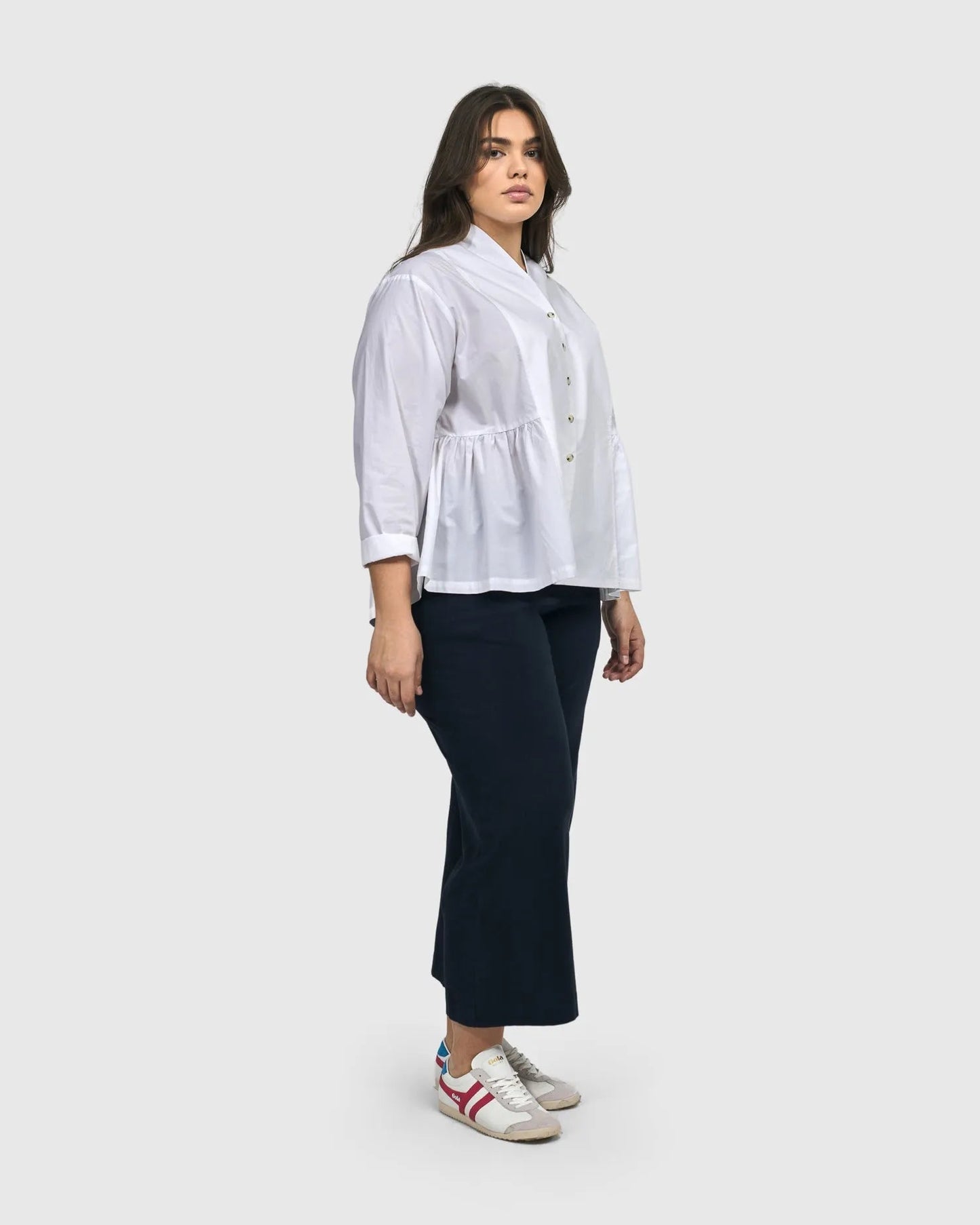 Addison Peplum Blouse, White
