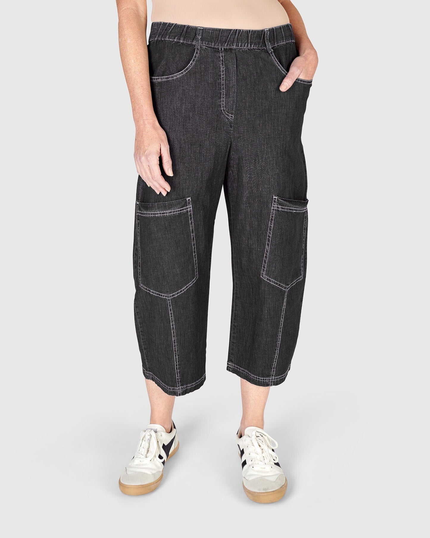 Denim Palma Capri Pants, Black