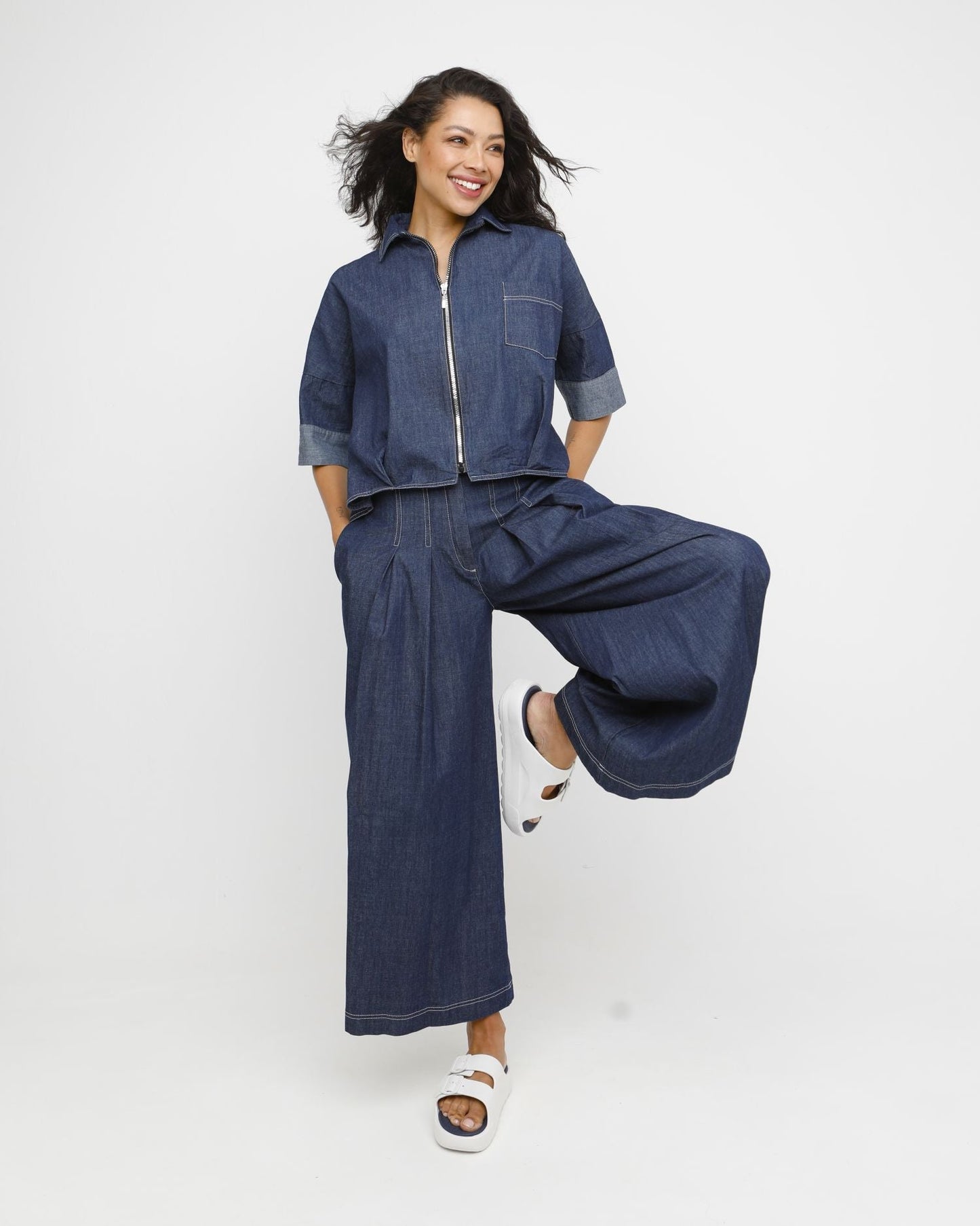Ozai N Ku Indo Zip Shirt, Denim