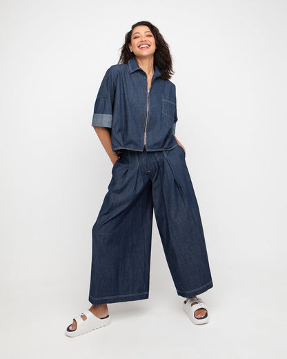 Ozai N Ku Indo Zip Shirt, Denim
