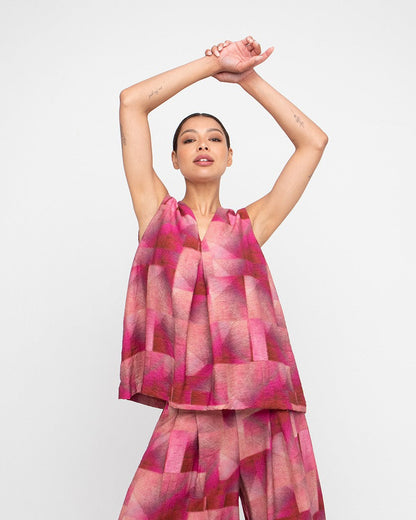 Ozai N Ku Thera A-line Tank Top, Geo Pink