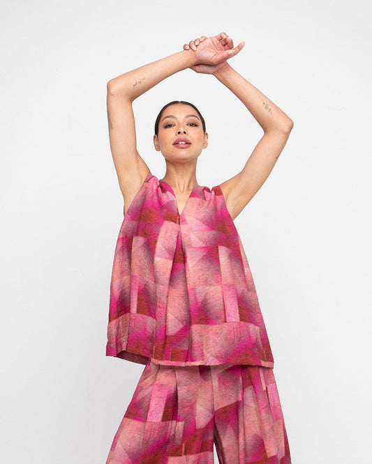 Ozai N Ku Thera A-line Tank Top, Geo Pink