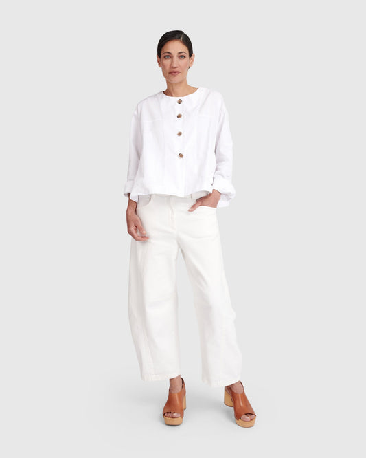Go-To Barrel Pants, White