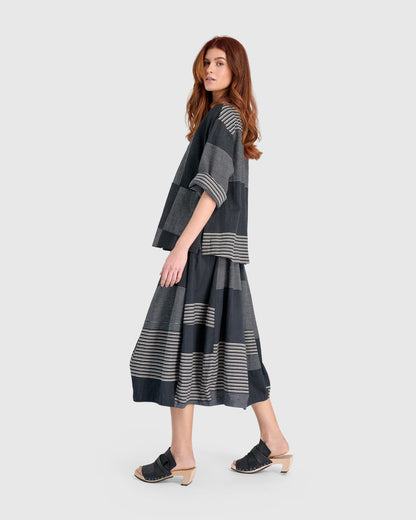 Urban Twilight Balloon Skirt, Slate Stripes