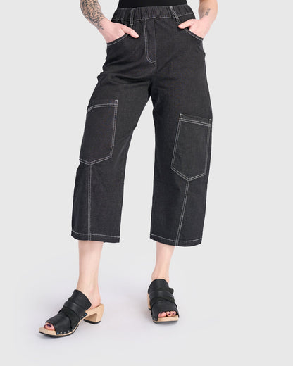 Denim Palma Capri Pants, Black