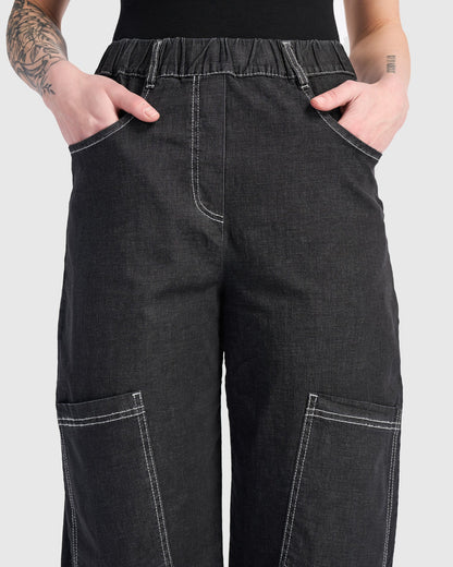 Denim Palma Capri Pants, Black