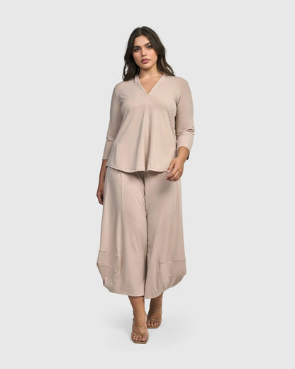 Essential V-neck Top, Champagne