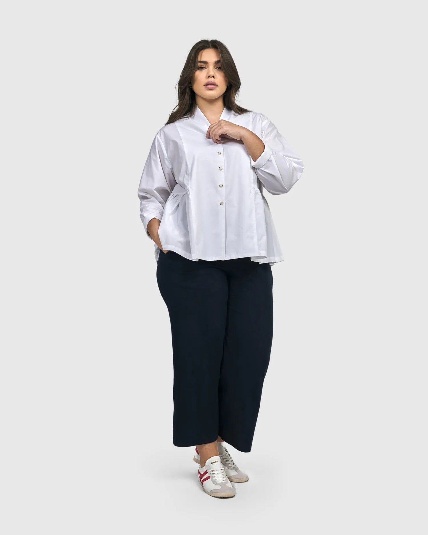 Addison Peplum Blouse, White