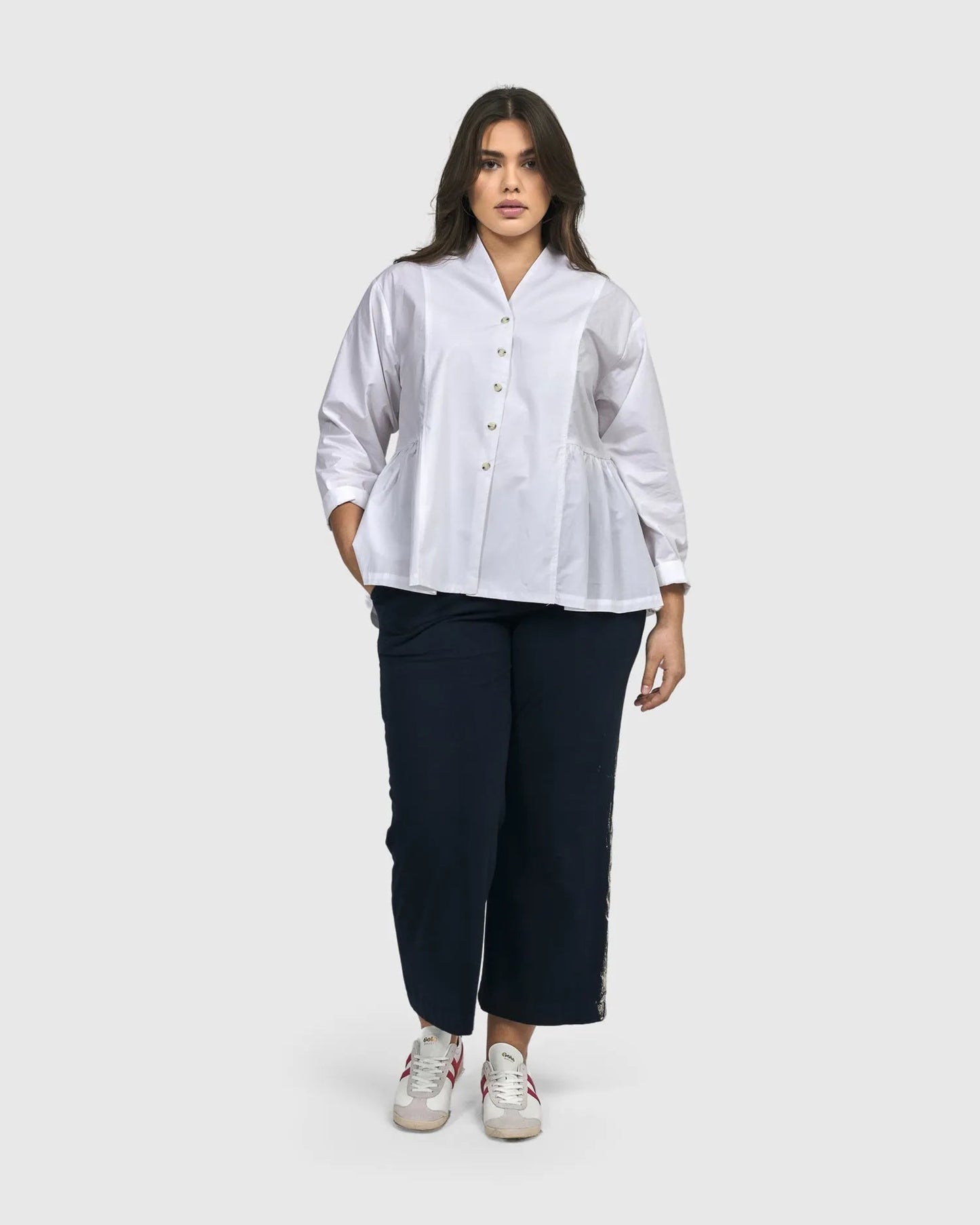 Addison Peplum Blouse, White