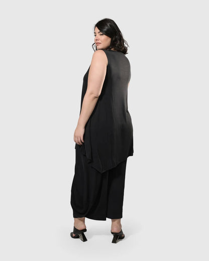 Sharon Sleeveless Tunic Top, Charcoal