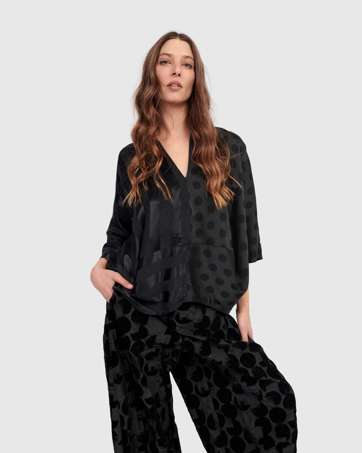 Fatima Draped Top, Black