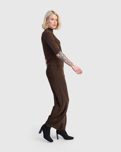Essential Slinky Mockneck Tee, Sepia
