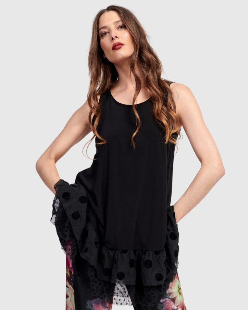 Thora Sleeveless Tunic Top, Black
