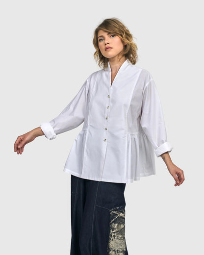 Addison Peplum Blouse, White