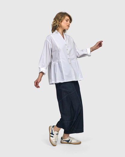 Addison Peplum Blouse, White