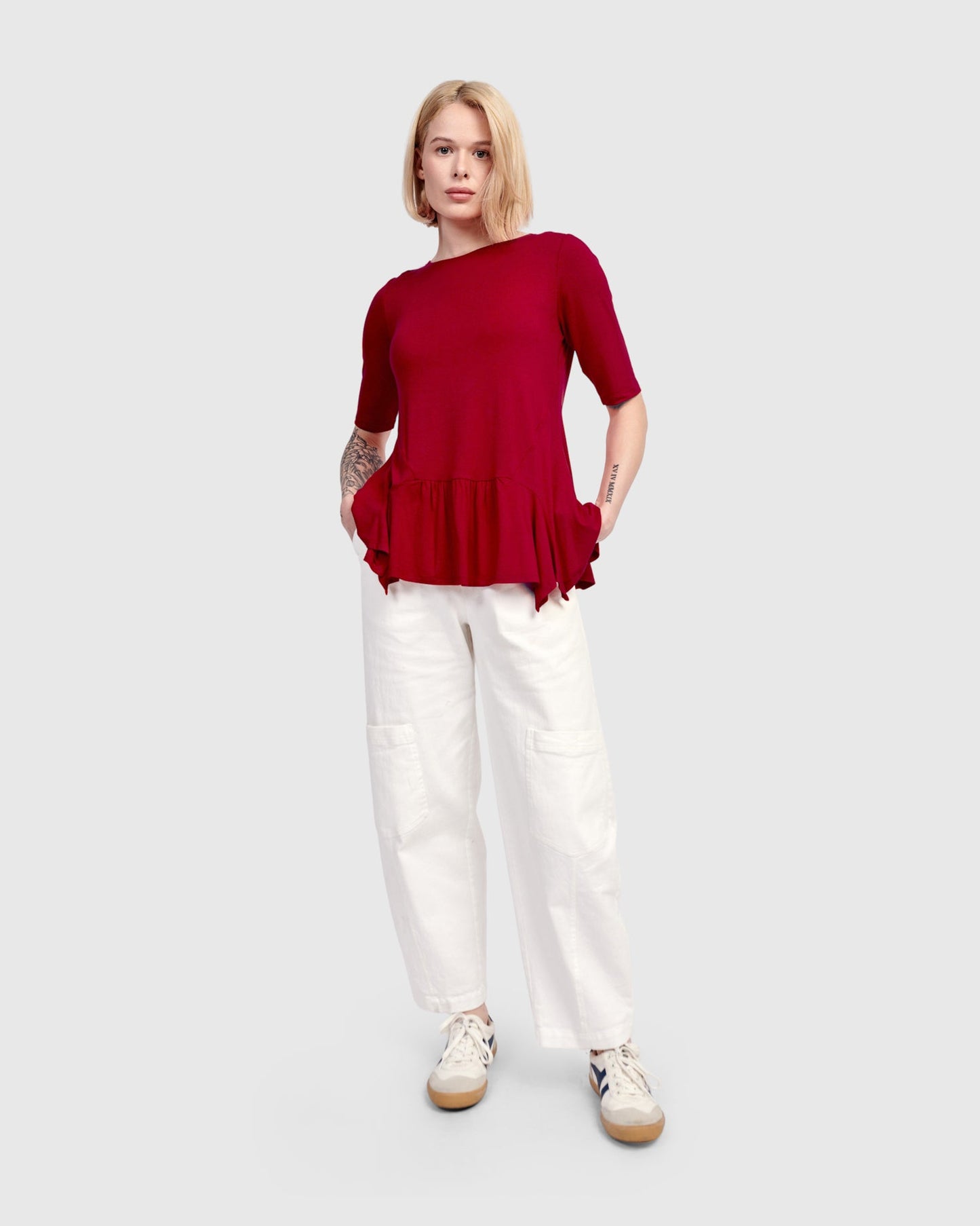Addison Flouncy Tee, Maroon