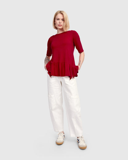 Addison Flouncy Tee, Maroon