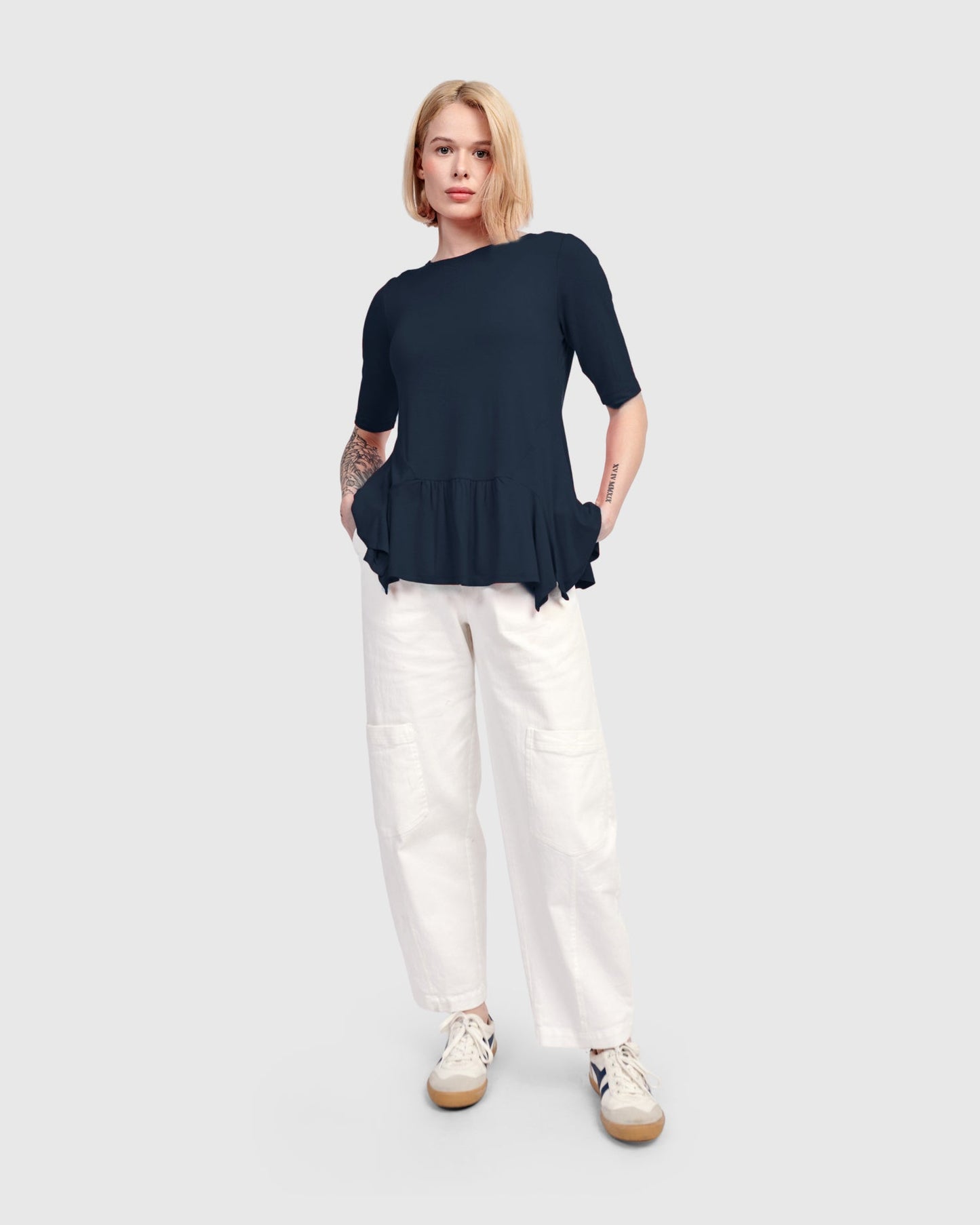 Addison Flouncy Tee, Navy