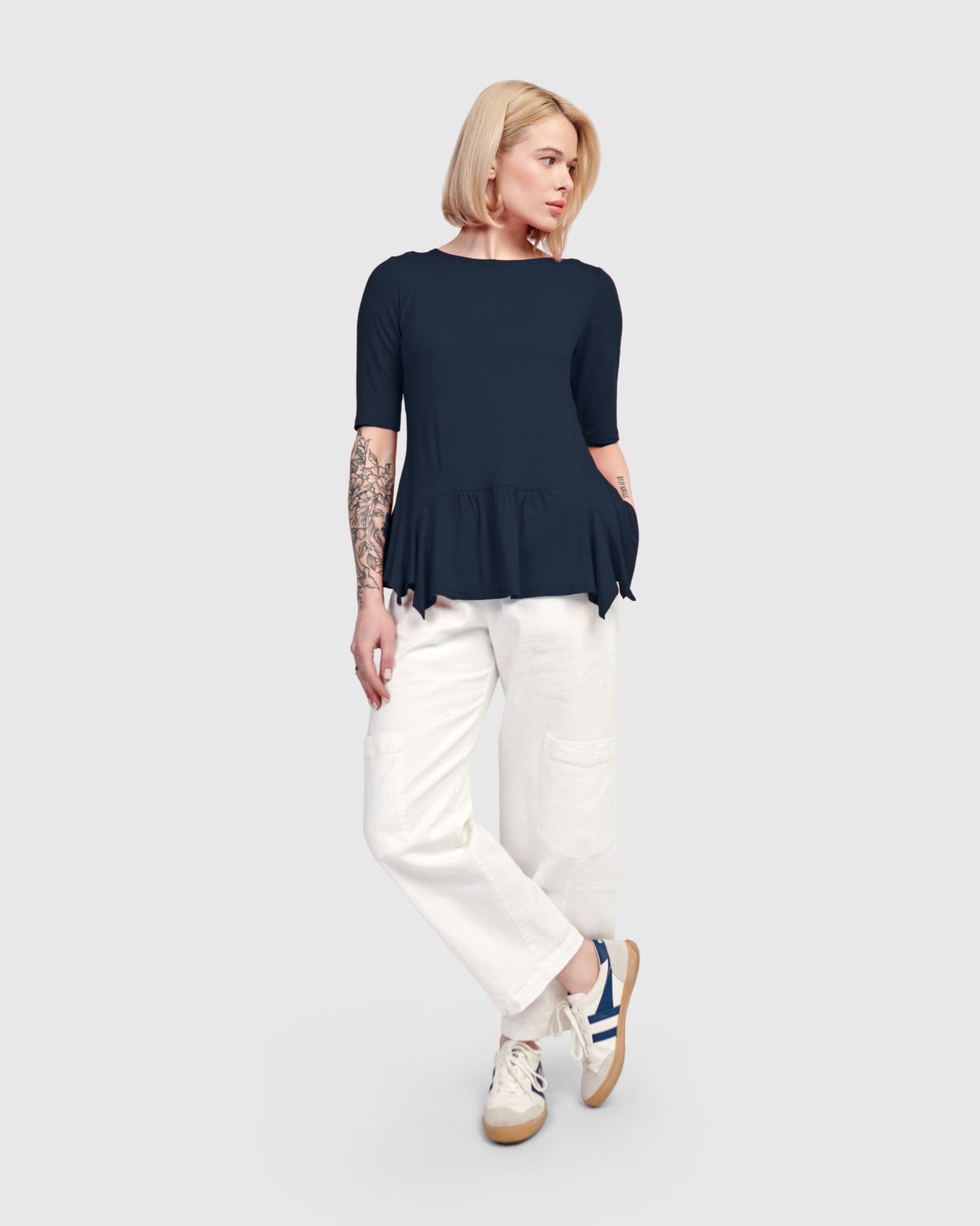 Addison Flouncy Tee, Navy