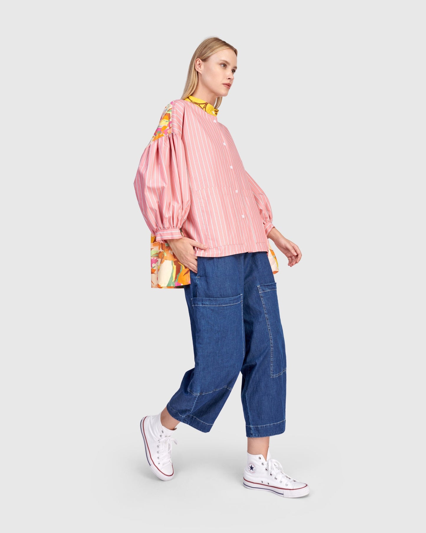 Camellia Puff Shirt, Blush