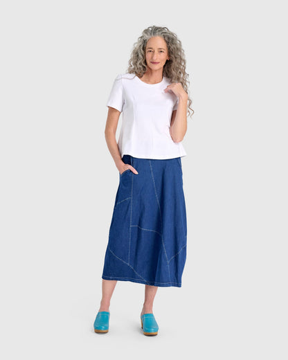 Carla Cocoon Skirt, Denim