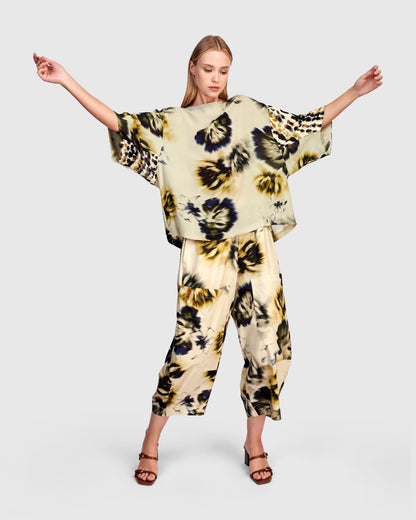Nerolina Barrel Pants, Beige Floral