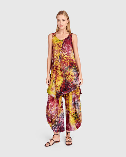Scattered Tunic Tank, Raspberry/Gold